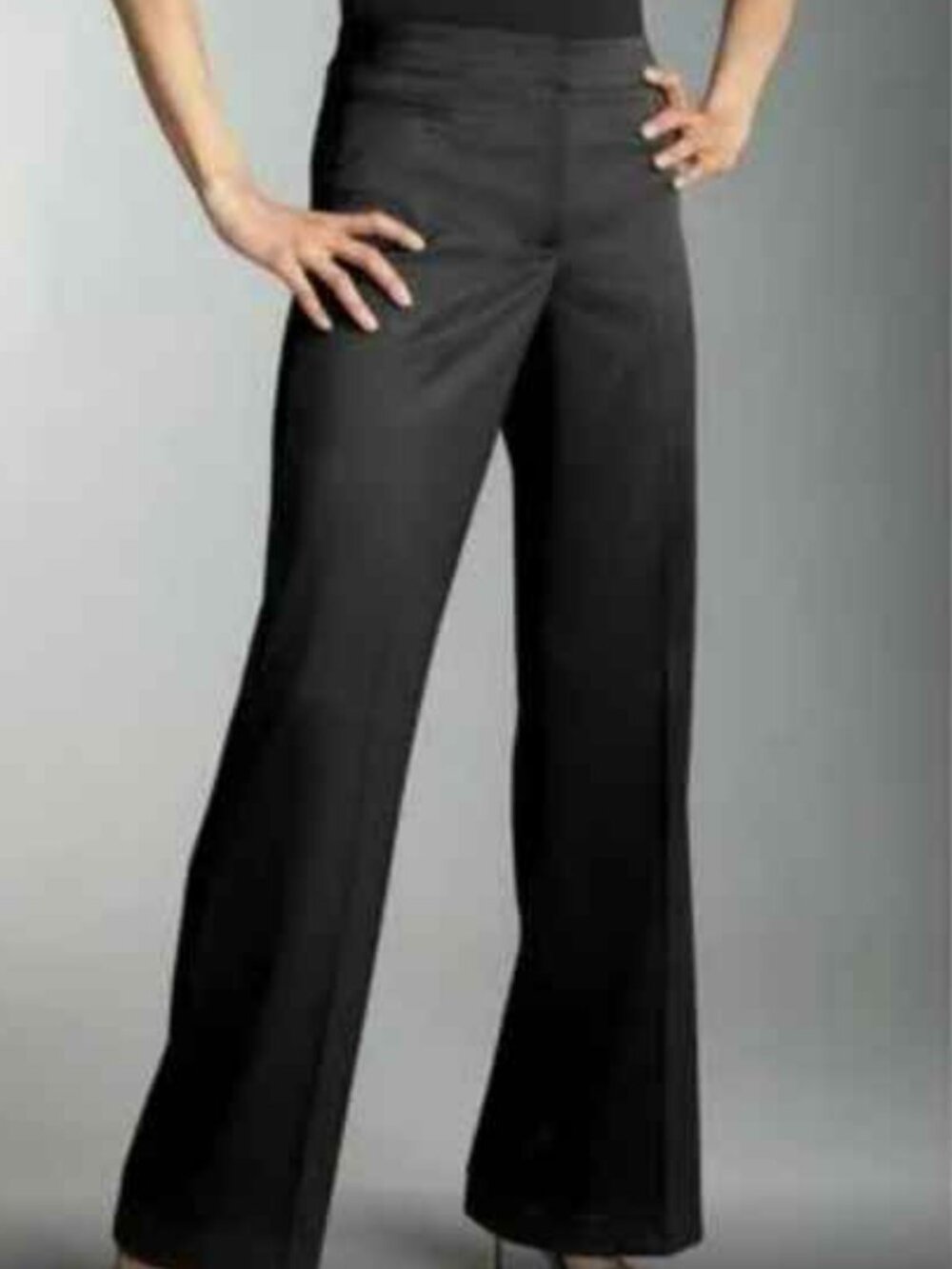 JS Collections Black Satin Look Flared Leg Trousers/Pants 8